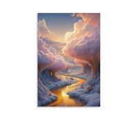 ZLLJXFZZ A Whimsical World Where Clouds Are Made of Cotton Candy, And Rivers Flow with Liquid Gold Wall Art Mural Modern Decoration Hanging Art Poster 08x12inch(20x30cm)