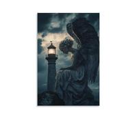ZLLJXFZZ Angel Poster Guardian, Lighthouse Wall Art Mural Modern Decoration Hanging Art Poster 16x24inch(40x60cm)
