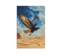 ZLLJXFZZ Animal Oil Painting A Sapphire Roc Descends Upon The Desert, Wings Stirring Clouds of Sand And Time Wall Art Mural Modern Decoration Hanging Art Poster 16x24inch(40x60cm)