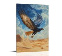 ZLLJXFZZ Animal Oil Painting A Sapphire Roc Descends Upon The Desert, Wings Stirring Clouds of Sand And Time Wall Art Mural Modern Decoration Hanging Art Poster 16x24inch(40x60cm)