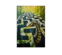 ZLLJXFZZ Animal Oil Painting- A Snake Slithering through A Maze in A Timed Escape Challenge. Wall Art Mural Modern Decoration Hanging Art Poster 24x36inch(60x90cm)