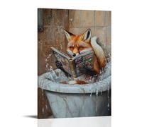 ZLLJXFZZ Animal Oil Painting of A Fox Reading A Giant Comic Book While Splashing in A Warm Marble Tub. Wall Art Mural Modern Decoration Hanging Art Poster 08x12inch(20x30cm)