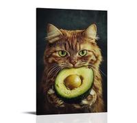 ZLLJXFZZ Animal Poster Absurd, Avocado-Loving Cat Wall Art Mural Modern Decoration Hanging Art Poster 08x12inch(20x30cm)
