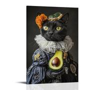 ZLLJXFZZ Animal Poster Absurd, Avocado-Loving Cat Wall Art Mural Modern Decoration Hanging Art Poster 08x12inch(20x30cm)