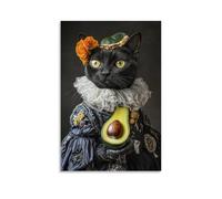 ZLLJXFZZ Animal Poster Absurd, Avocado-Loving Cat Wall Art Mural Modern Decoration Hanging Art Poster 24x36inch(60x90cm)