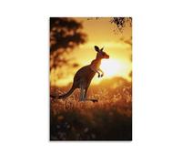 ZLLJXFZZ Animal Poster Australian, Kangaroo Sunset Hop Wall Art Mural Modern Decoration Hanging Art Poster 20x30inch(50x75cm)