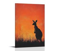 ZLLJXFZZ Animal Poster Australian, Kangaroo Sunset Hop Wall Art Mural Modern Decoration Hanging Art Poster 16x24inch(40x60cm)