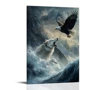 ZLLJXFZZ Animal Poster Battle, Wolf Vs. Eagle Wall Art Mural Modern Decoration Hanging Art Poster 16x24inch(40x60cm)