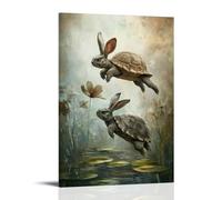 ZLLJXFZZ Animal Poster Fable, Tortoise & Hare Race Wall Art Mural Modern Decoration Hanging Art Poster 24x36inch(60x90cm)