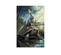 ZLLJXFZZ Animal Poster Fable, Tortoise & Hare Race Wall Art Mural Modern Decoration Hanging Art Poster 20x30inch(50x75cm)