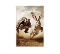 ZLLJXFZZ Animal Poster Fable, Tortoise & Hare Race Wall Art Mural Modern Decoration Hanging Art Poster 20x30inch(50x75cm)