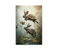 ZLLJXFZZ Animal Poster Fable, Tortoise & Hare Race Wall Art Mural Modern Decoration Hanging Art Poster 20x30inch(50x75cm)