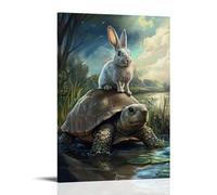 ZLLJXFZZ Animal Poster Fable, Tortoise & Hare Race Wall Art Mural Modern Decoration Hanging Art Poster 16x24inch(40x60cm)