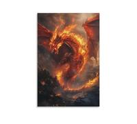 ZLLJXFZZ Animal Poster Inferno, Fire Dragon Wall Art Mural Modern Decoration Hanging Art Poster 12x18inch(30x45cm)