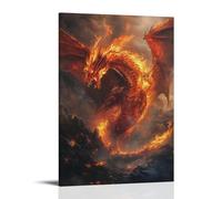 ZLLJXFZZ Animal Poster Inferno, Fire Dragon Wall Art Mural Modern Decoration Hanging Art Poster 16x24inch(40x60cm)