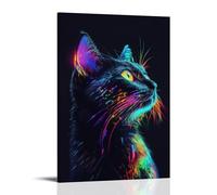 ZLLJXFZZ Animal Poster Neon Noir, Cyber Cat Wall Art Mural Modern Decoration Hanging Art Poster 08x12inch(20x30cm)