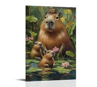 ZLLJXFZZ Animal Poster Oil Painting Capybara Wetland Social Wall Art Mural Modern Decoration Hanging Art Poster 16x24inch(40x60cm)