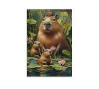 ZLLJXFZZ Animal Poster Oil Painting Capybara Wetland Social Wall Art Mural Modern Decoration Hanging Art Poster 20x30inch(50x75cm)