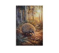 ZLLJXFZZ Animal Poster Oil Painting Echidna Bushland Golden Hour Wall Art Mural Modern Decoration Hanging Art Poster 12x18inch(30x45cm)