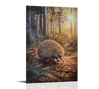 ZLLJXFZZ Animal Poster Oil Painting Echidna Bushland Golden Hour Wall Art Mural Modern Decoration Hanging Art Poster 16x24inch(40x60cm)