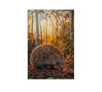 ZLLJXFZZ Animal Poster Oil Painting Echidna Bushland Golden Hour Wall Art Mural Modern Decoration Hanging Art Poster 16x24inch(40x60cm)