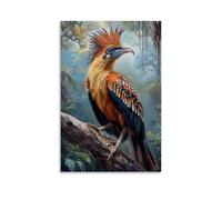 ZLLJXFZZ Animal Poster Oil Painting Hoatzin Prehistoric Pose Wall Art Mural Modern Decoration Hanging Art Poster 16x24inch(40x60cm)