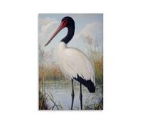 ZLLJXFZZ Animal Poster Oil Painting Jabiru Wetland Wall Art Mural Modern Decoration Hanging Art Poster 12x18inch(30x45cm)