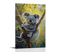 ZLLJXFZZ Animal Poster Oil Painting Koala Eucalyptus Dappled Light Wall Art Mural Modern Decoration Hanging Art Poster 24x36inch(60x90cm)