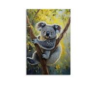 ZLLJXFZZ Animal Poster Oil Painting Koala Eucalyptus Dappled Light Wall Art Mural Modern Decoration Hanging Art Poster 20x30inch(50x75cm)