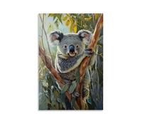 ZLLJXFZZ Animal Poster Oil Painting Koala Eucalyptus Dappled Light Wall Art Mural Modern Decoration Hanging Art Poster 16x24inch(40x60cm)