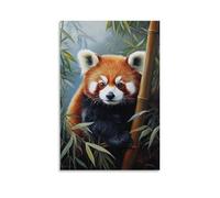 ZLLJXFZZ Animal Poster Oil Painting Red Panda Bamboo Shade Wall Art Mural Modern Decoration Hanging Art Poster 08x12inch(20x30cm)