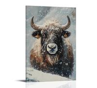 ZLLJXFZZ Animal Poster Oil Painting Yak Himalayan Blizzard Wall Art Mural Modern Decoration Hanging Art Poster 16x24inch(40x60cm)