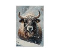 ZLLJXFZZ Animal Poster Oil Painting Yak Himalayan Blizzard Wall Art Mural Modern Decoration Hanging Art Poster 16x24inch(40x60cm)