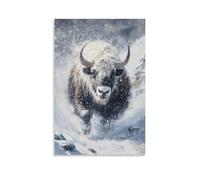 ZLLJXFZZ Animal Poster Oil Painting Yak Himalayan Blizzard Wall Art Mural Modern Decoration Hanging Art Poster 20x30inch(50x75cm)