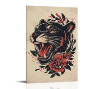 ZLLJXFZZ Animal Poster Old School, Tattoo Panther Wall Art Mural Modern Decoration Hanging Art Poster 08x12inch(20x30cm)
