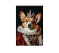 ZLLJXFZZ Animal Poster Satire, Royal Corgi Wall Art Mural Modern Decoration Hanging Art Poster 16x24inch(40x60cm)