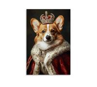 ZLLJXFZZ Animal Poster Satire, Royal Corgi Wall Art Mural Modern Decoration Hanging Art Poster 24x36inch(60x90cm)