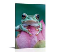 ZLLJXFZZ Animal Poster Serene, Lotus Frog Wall Art Mural Modern Decoration Hanging Art Poster 24x36inch(60x90cm)