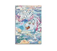 ZLLJXFZZ Animal Poster, White Tiger Roaming Among The Mountains And Forests Wall Art Mural Modern Decoration Hanging Art Poster 20x30inch(50x75cm)