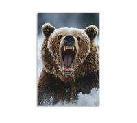 ZLLJXFZZ Animal Poster Wild, Roaring Bear Wall Art Mural Modern Decoration Hanging Art Poster 24x36inch(60x90cm)
