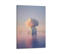 ZLLJXFZZ Art Poster, Wall Decoration Painting, Simple, S -shaped Building in The Water Wall Art Mural Modern Decoration Hanging Art Poster 16x24inch(40x60cm)