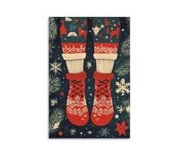 ZLLJXFZZ Christmas Poster Nordic, Wool Sock Wall Art Mural Modern Decoration Hanging Art Poster 08x12inch(20x30cm)