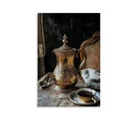 ZLLJXFZZ Coffee Poster Baroque, Gilded Coffee Pot Wall Art Mural Modern Decoration Hanging Art Poster 12x18inch(30x45cm)