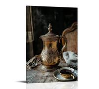 ZLLJXFZZ Coffee Poster Baroque, Gilded Coffee Pot Wall Art Mural Modern Decoration Hanging Art Poster 20x30inch(50x75cm)