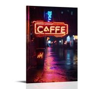 ZLLJXFZZ Coffee Poster Cyberpunk, Neon Cafe Sign Wall Art Mural Modern Decoration Hanging Art Poster 20x30inch(50x75cm)