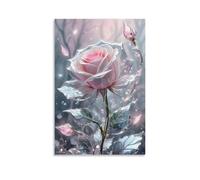 ZLLJXFZZ Flowers Poster Featuring A Pink Blooming Rose with The Wind Blowing Its Petals Wall Art Mural Modern Decoration Hanging Art Poster 12x18inch(30x45cm)