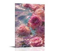 ZLLJXFZZ Flowers Poster Featuring Roses Floating through Water, on A Blue Surface Wall Art Mural Modern Decoration Hanging Art Poster 20x30inch(50x75cm)
