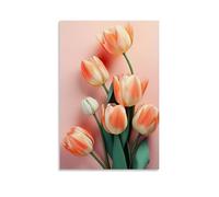 ZLLJXFZZ Flowers Poster Featuring Some Pink And White Tulip Petals in A Vase Wall Art Mural Modern Decoration Hanging Art Poster 24x36inch(60x90cm)