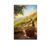 ZLLJXFZZ Food Poster Mediterranean, Sunlit Olive Harvest Wall Art Mural Modern Decoration Hanging Art Poster 24x36inch(60x90cm)
