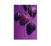 ZLLJXFZZ Fruit Poster Bioluminescent, Blackberry Drip Wall Art Mural Modern Decoration Hanging Art Poster 24x36inch(60x90cm)